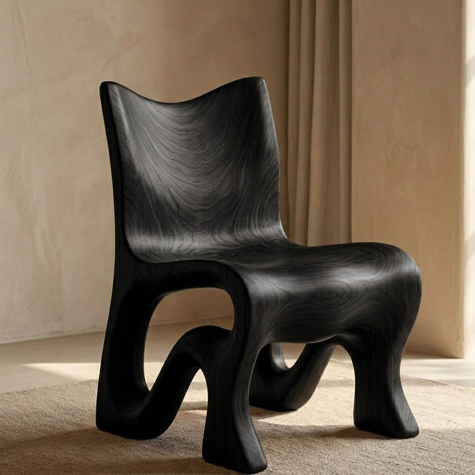 Sculptural Accent Chair – Solid Wood Lounge Chair for Modern Living Room