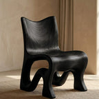 Sculptural Accent Chair – Solid Wood Lounge Chair for Modern Living Room