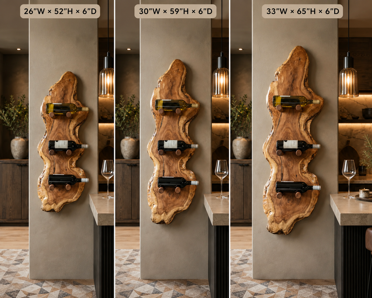 Wall-Mounted Wine Rack – Solid Wood Bottle Holder for Home Bar