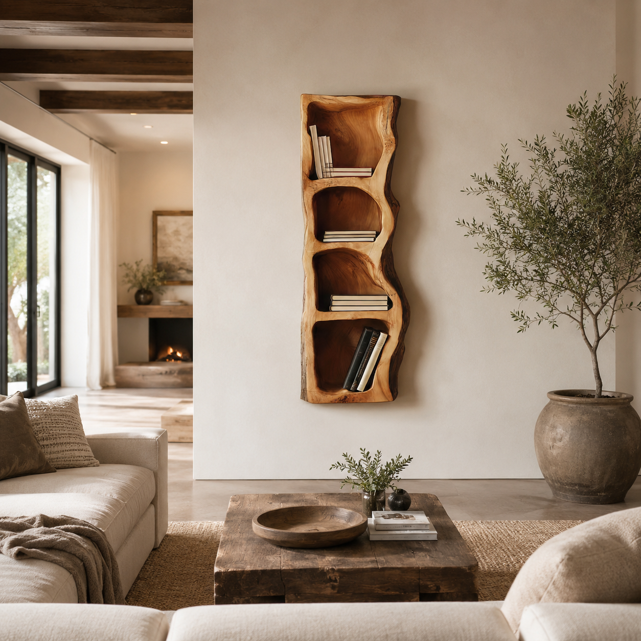 Organic Wall Shelf – Solid Wood Display Shelf for Home Decor