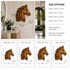 Horse Head Wood Wall Art – Solid Wood 3D Animal Sculpture for Entryway Decor