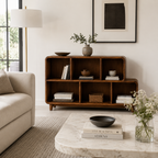 Solid Wood Media Console – Low Storage Cabinet for Living Room Decor