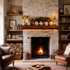 Solid Wood Live Edge Fireplace Mantel – Warm Rustic Accent Shelf