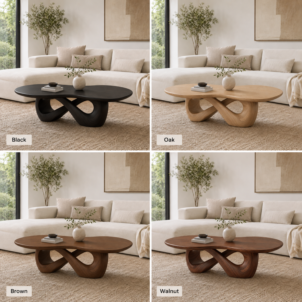Infinity Loop Sculptural Wood Coffee Table