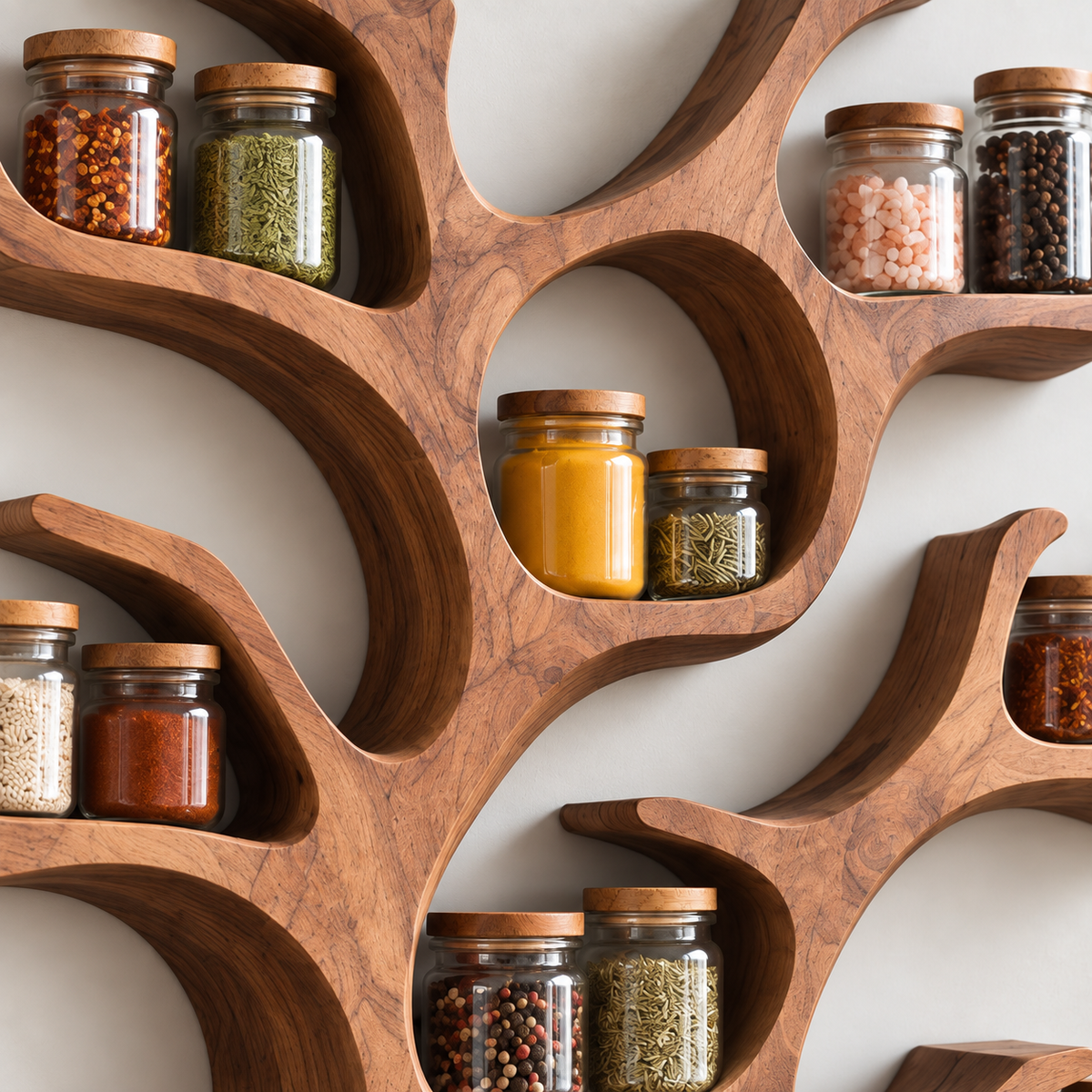 Tree Branch Wood Spice Shelf with Towel Bar
