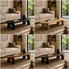 Arched Base Oval Wood Coffee Table
