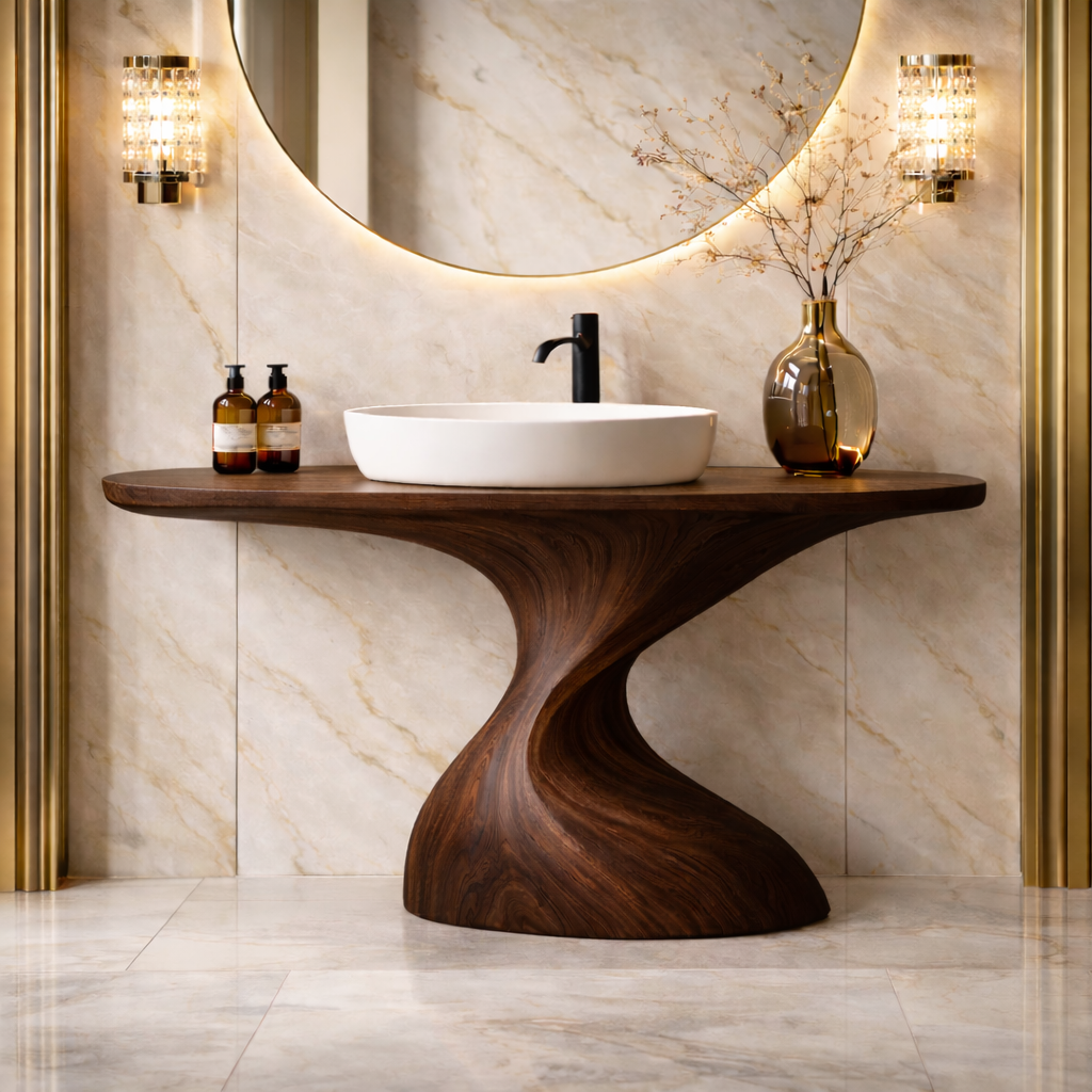 Tree Trunk Bathroom Vanity – Solid Wood Countertop Vanity for Bathroom Decor