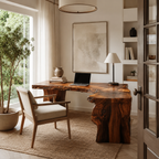 Live Edge L-Shaped Wood Desk – Solid Wood Corner Office Desk with Natural Edge for Home Office Decor