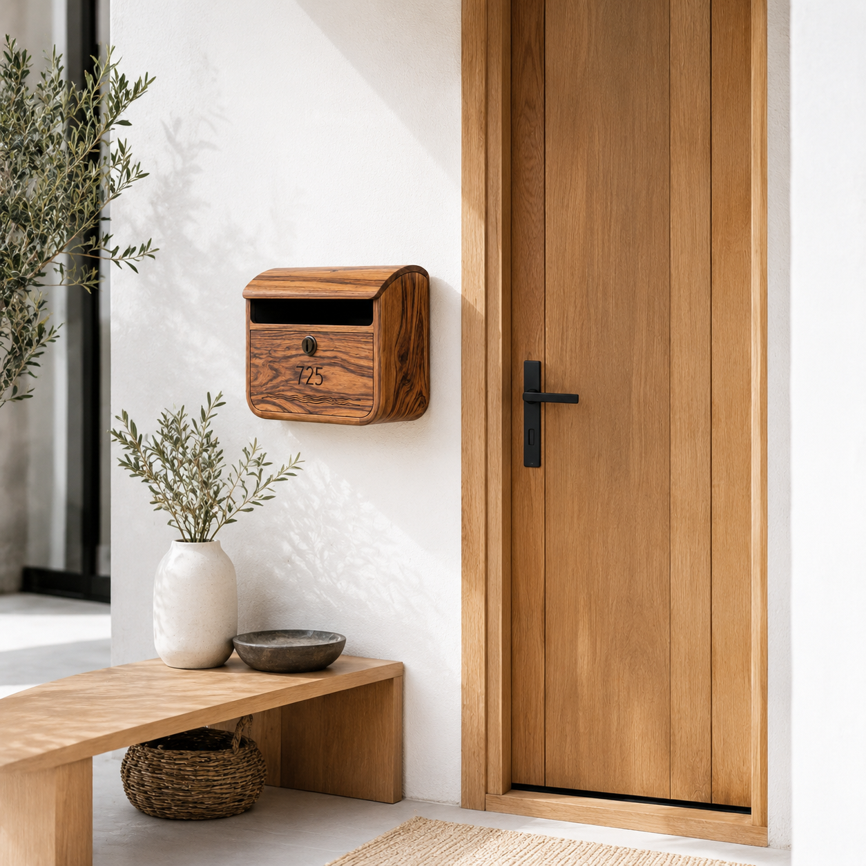 Wood Mailbox – Solid Wood Wall Mounted Mailbox for Outdoor Entryway Decor