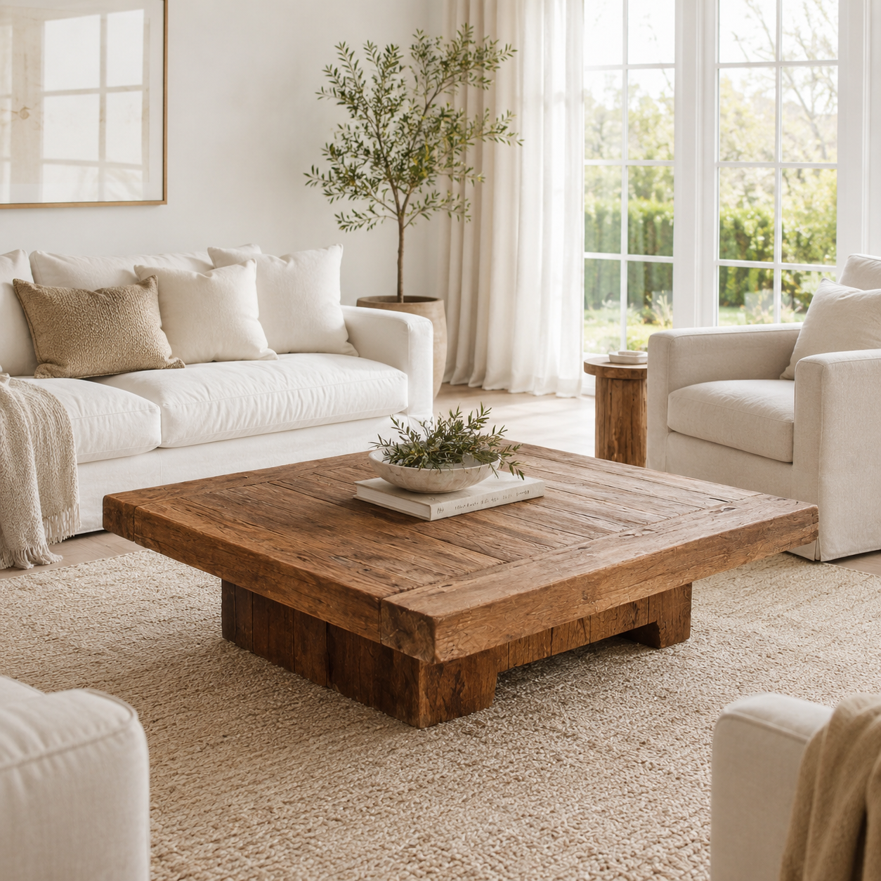 Solid Wood Coffee Table – Modern Natural Furniture for Living Rooms
