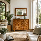 Botanical Carved Wood Accent Cabinet