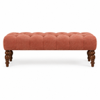 Tufted Upholstered Bench with Turned Wood Legs