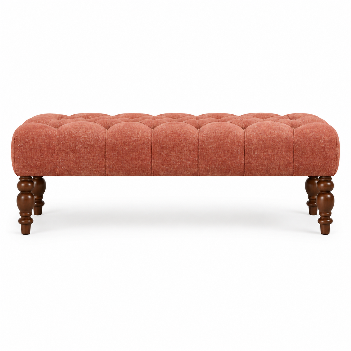 Tufted Upholstered Bench with Turned Wood Legs