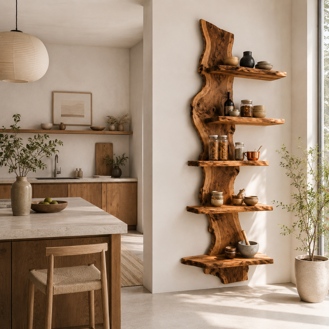 Live Edge Wood Wall Shelf