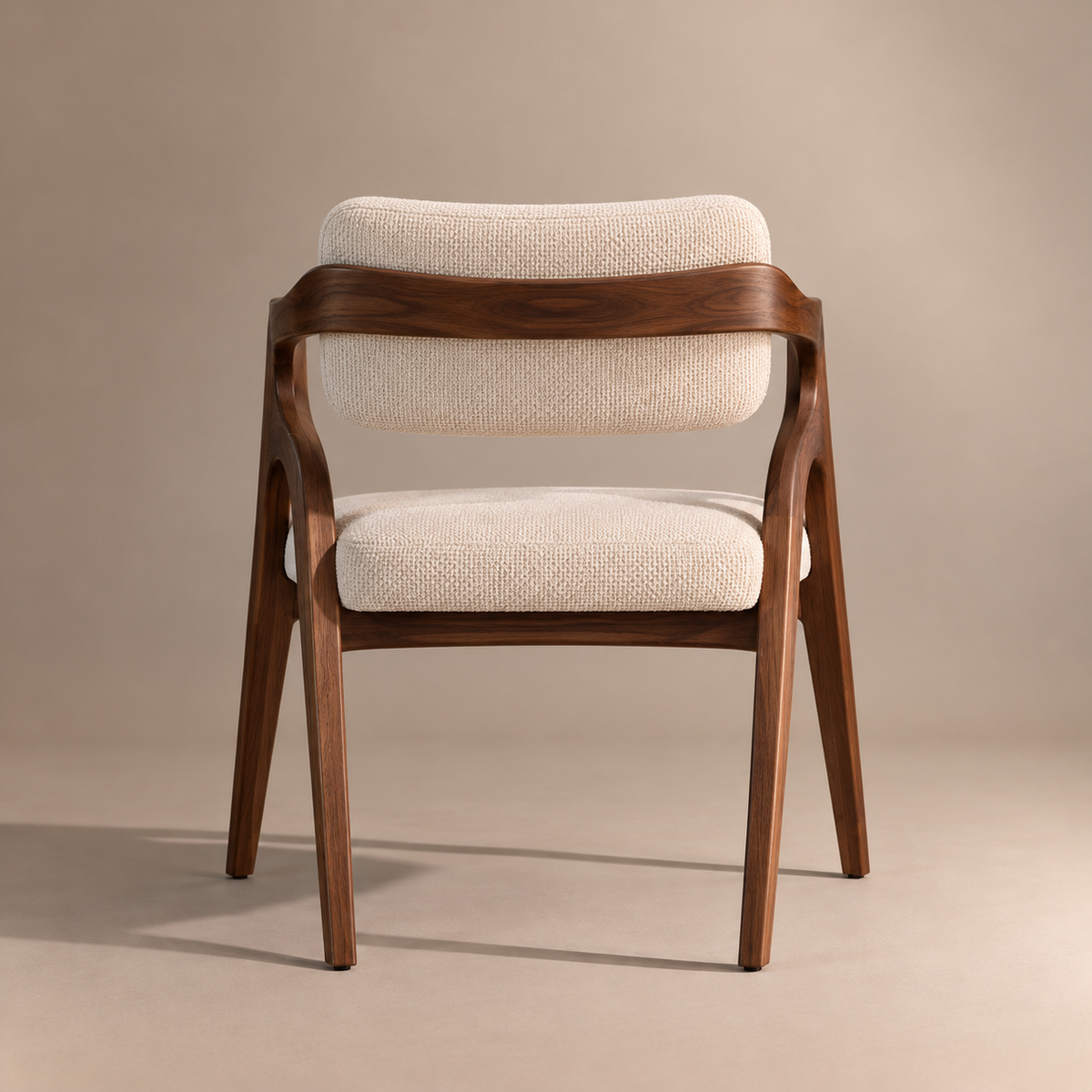 Sculptural Walnut Wood Upholstered Armchair