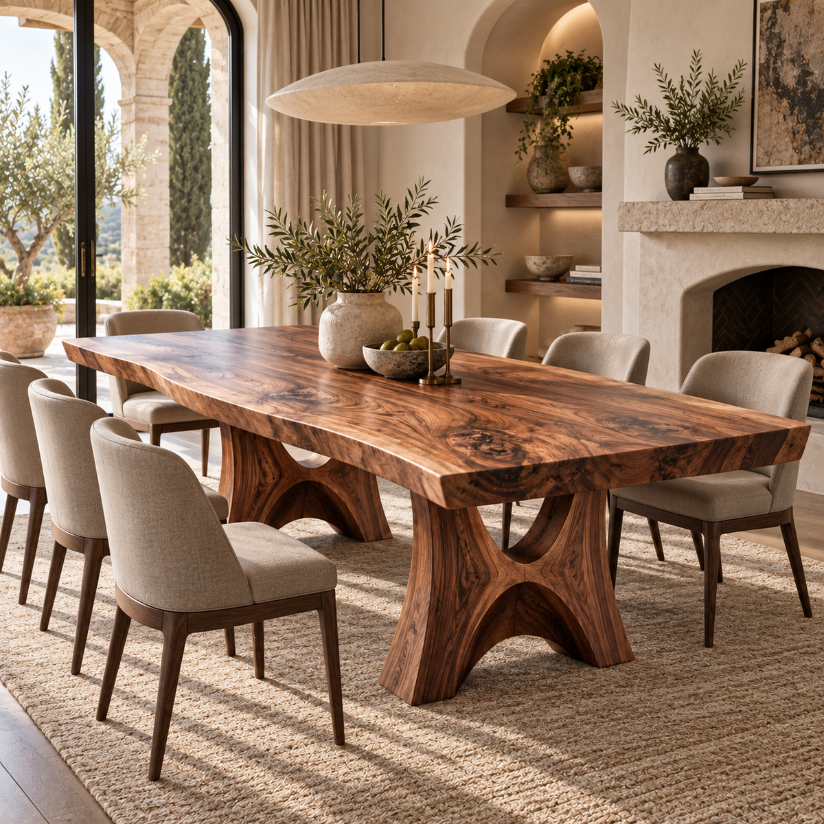 Sculptural Live Edge Wood Dining Table