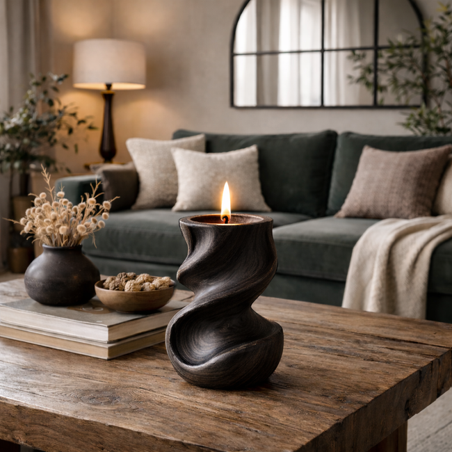 Handcrafted Wooden Drip Candle Holder – Natural Design Main Image