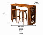 Live Edge Wood Bar Table Set – Solid Wood Home Bar Counter with Storage Shelves and Stools