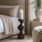 Twisted Wood Candle Holder – Solid Wood Sculptural Candle Stand for Living Room Decor