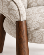 Petal Back Upholstered Accent Chair with Walnut Legs