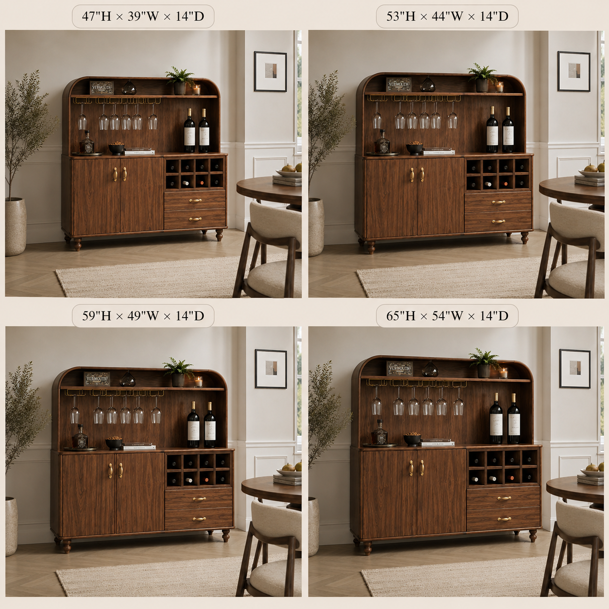 Wood Bar Cabinet – Solid Wood Wine Storage Cabinet for Living Room Decor