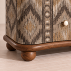 Patterned Two-Drawer Wood Nightstand with Stone Top