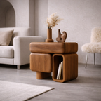 Side Table with Storage – Solid Wood Table for Bedside or Sofa