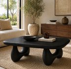 Rounded Coffee Table – Solid Wood Modern Table for Living Room Decor