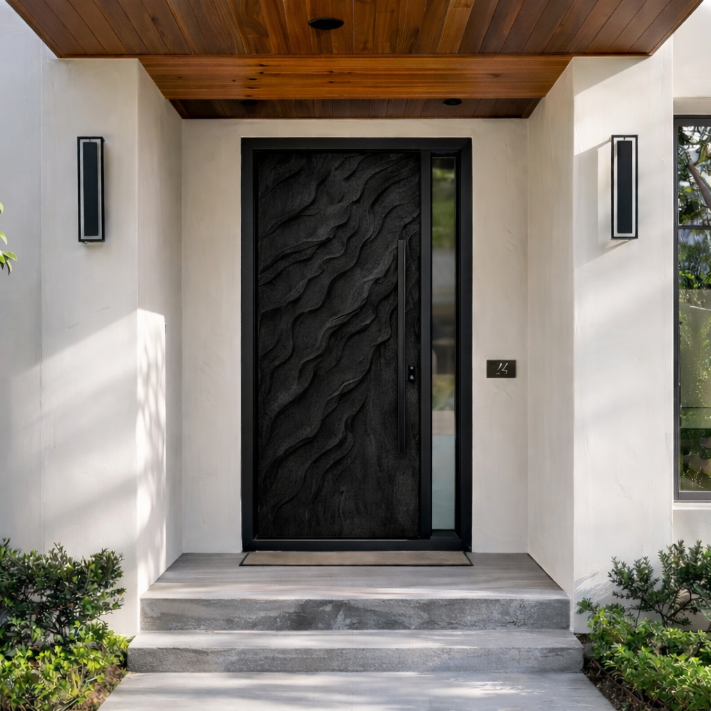 Solid Wood Entry Door – Handcrafted Natural Wooden Door Design