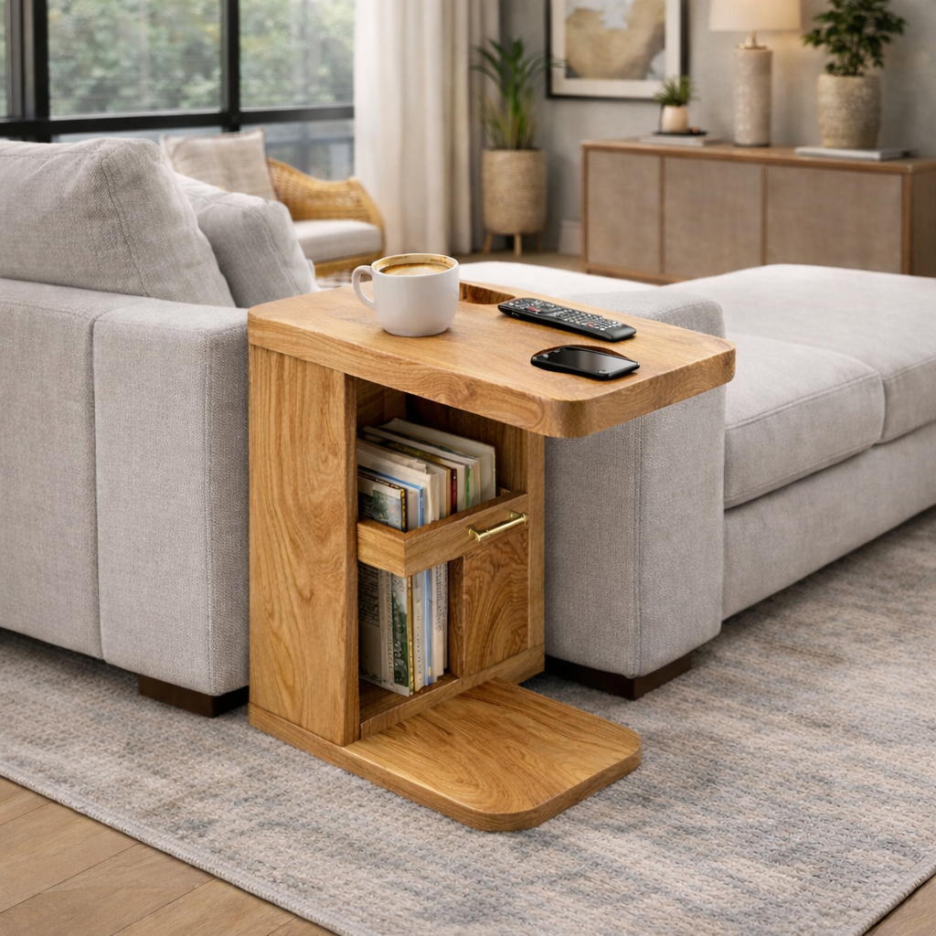 Solid Wood Side Table – Modern Natural Accent Table