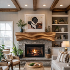 Solid Wood Live Edge Fireplace Mantel Shelf – Rustic Design