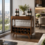 Wood Wine Rack Cabinet – Solid Wood Bar Storage Stand for Dining Room Decor