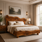Live Edge Bed Frame – Solid Wood Bed with Sculptural Headboard