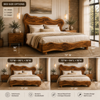 Live Edge Bed Frame – Solid Wood Bed with Sculptural Headboard