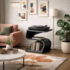 Record Player Stand – Sculptural Solid Wood Stand with Vinyl Storage