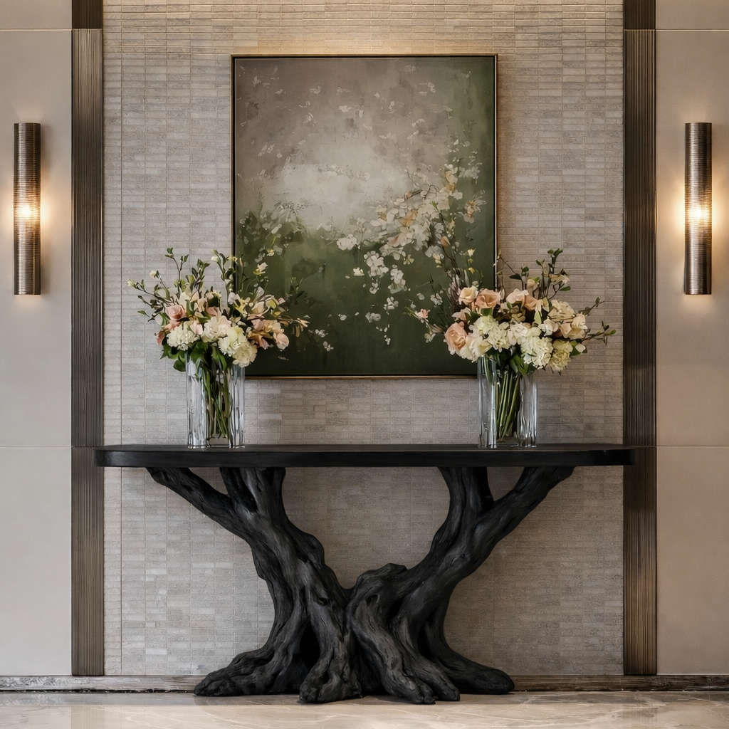 Sculptural Root Wood Console Table – Organic Statement Design