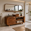 Live Edge Wood Bathroom Vanity – Solid Wood Sink Cabinet with Mirror Shelf for Bathroom Decor