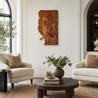 Elephant Wood Wall Art – Solid Wood 3D Relief Carving for Living Room Decor