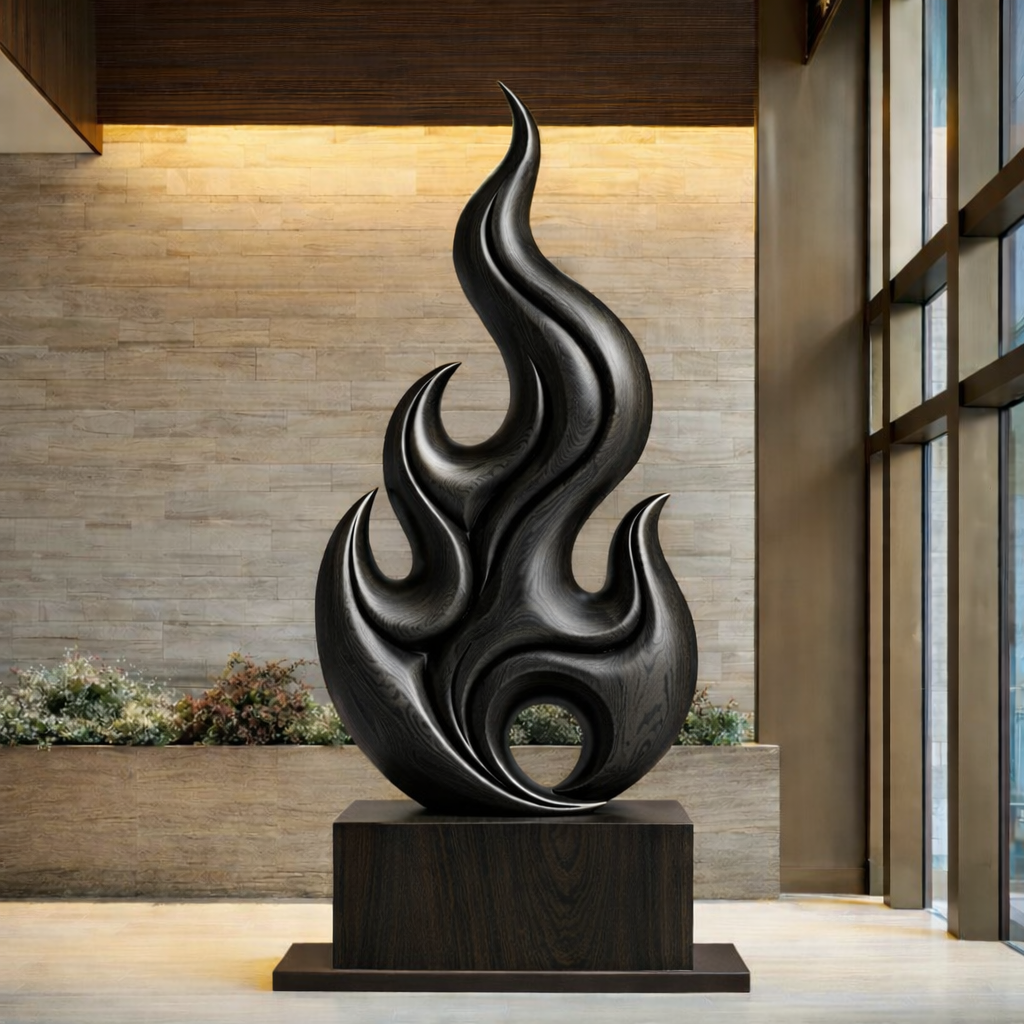 Wooden Outdoor Sculpture – Modern Natural Art Decor