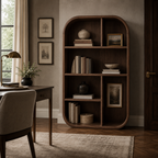Arched Wood Display Shelf – Solid Wood Bookshelf for Living Room Decor
