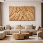 Carved Wooden Wall Art – Modern Natural Leaf Wall Sculpture