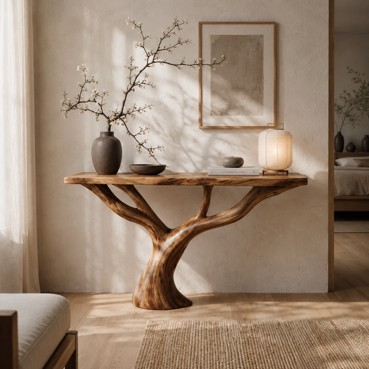 Organic Tree Branch Wood Console Table