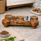 Personalized Wooden Pet Feeding Station – Custom Dog Bowl Stand