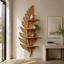 Fern Leaf Wood Wall Shelf – Solid Wood Floating Display Shelf for Living Room Decor