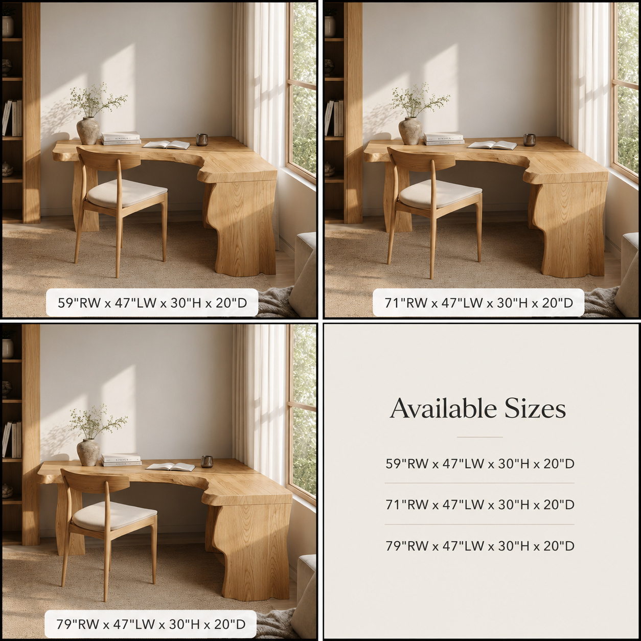 Live Edge L-Shaped Wood Desk – Solid Wood Corner Office Desk with Natural Edge for Home Office Decor