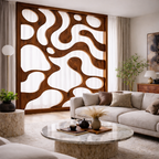 Carved Wooden Divider – Modern Natural Room Divider Screen
