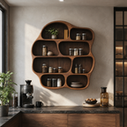 Organic Wood Wall Shelf – Solid Wood Floating Display Shelf for Living Room Decor