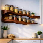 Wall-Mounted Spice Rack – Solid Wood Kitchen Organizer