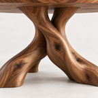 Sculptural Branch Base Round Wood Dining Table