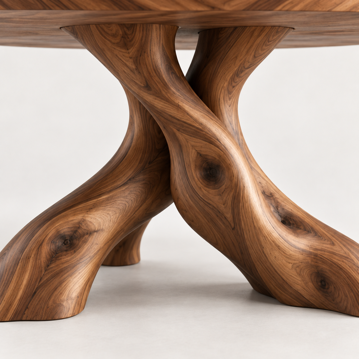 Sculptural Branch Base Round Wood Dining Table